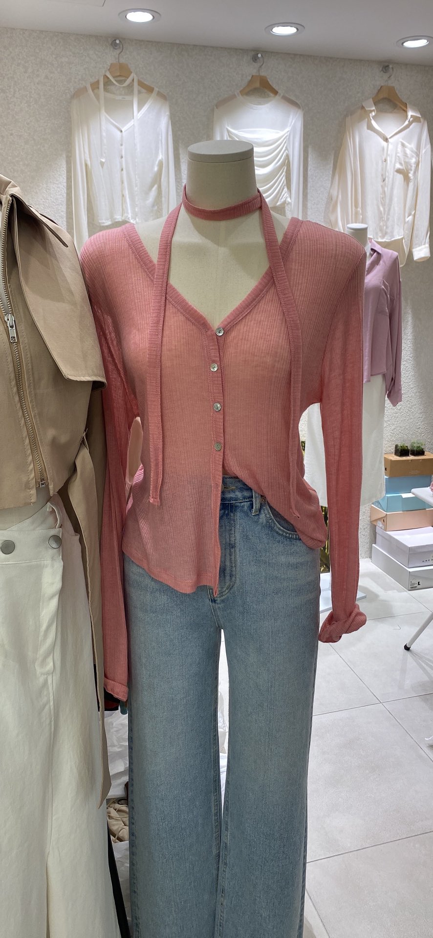 N BROWN直郵韓國代購女裝新品真品推薦職業時尚針織衫含脖帶N BROWN針織衫